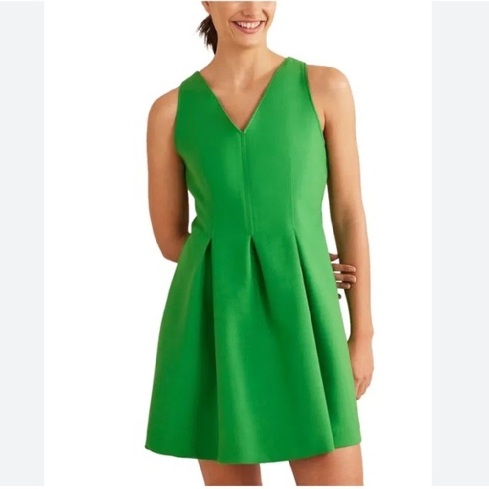 Boden NWOT Skater Dress Kelly Green Wool Blend Pleated Sleeveless Fairy Size 4R